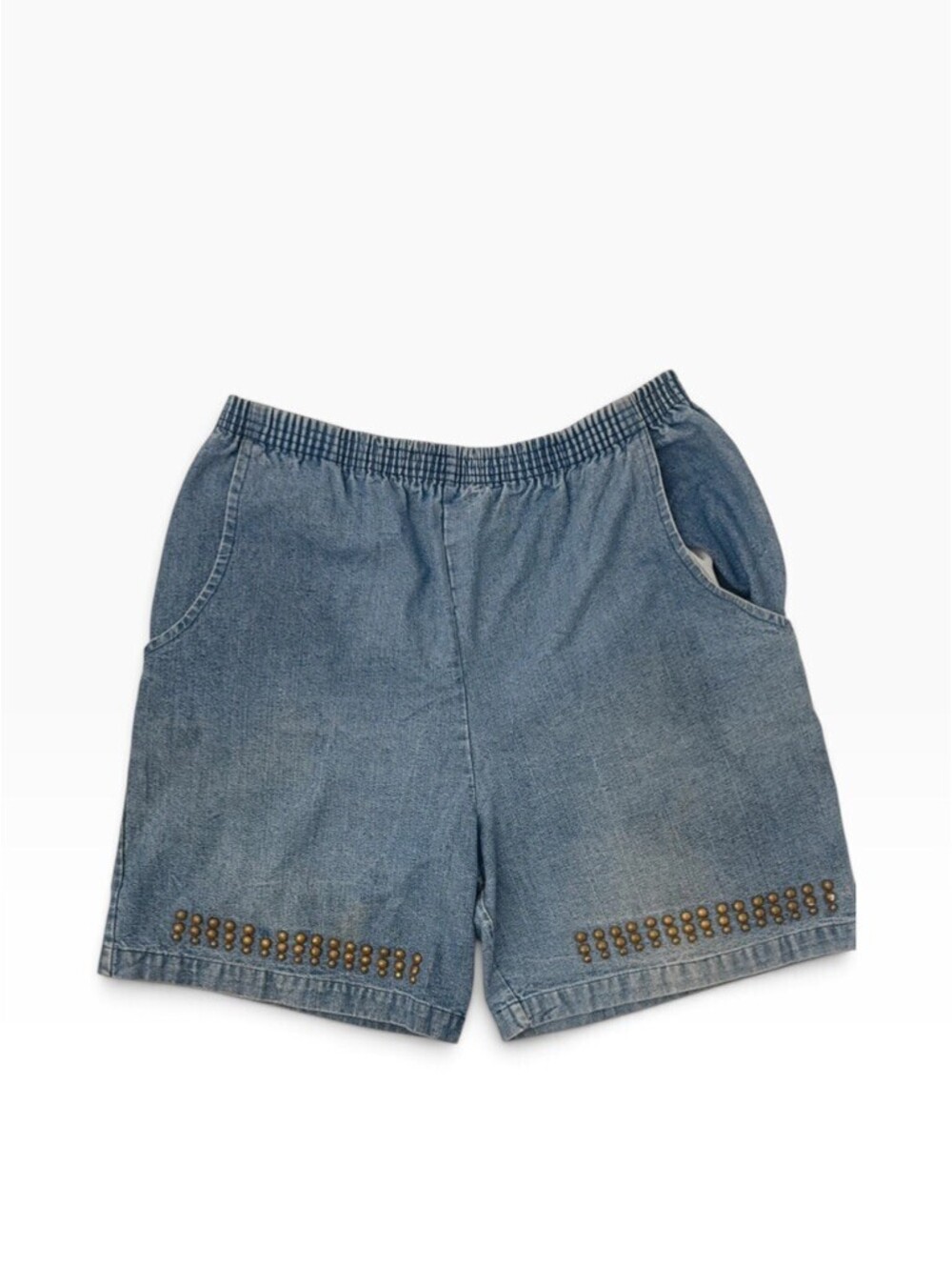 Vintage Denim Gold Stud Embellished Shorts